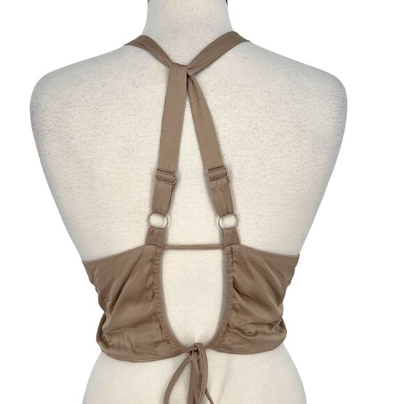 ASTR The Label Strappy Halter Crop Top Beige Size Large - Picture 2 of 9